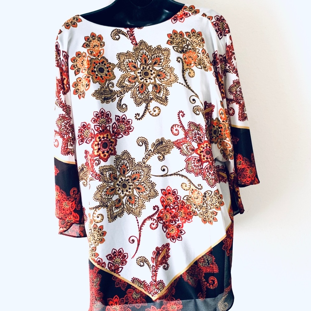 Ruby Rd Asymmetrical Fall Tunic Travelers Blouse - Picture 3 of 6